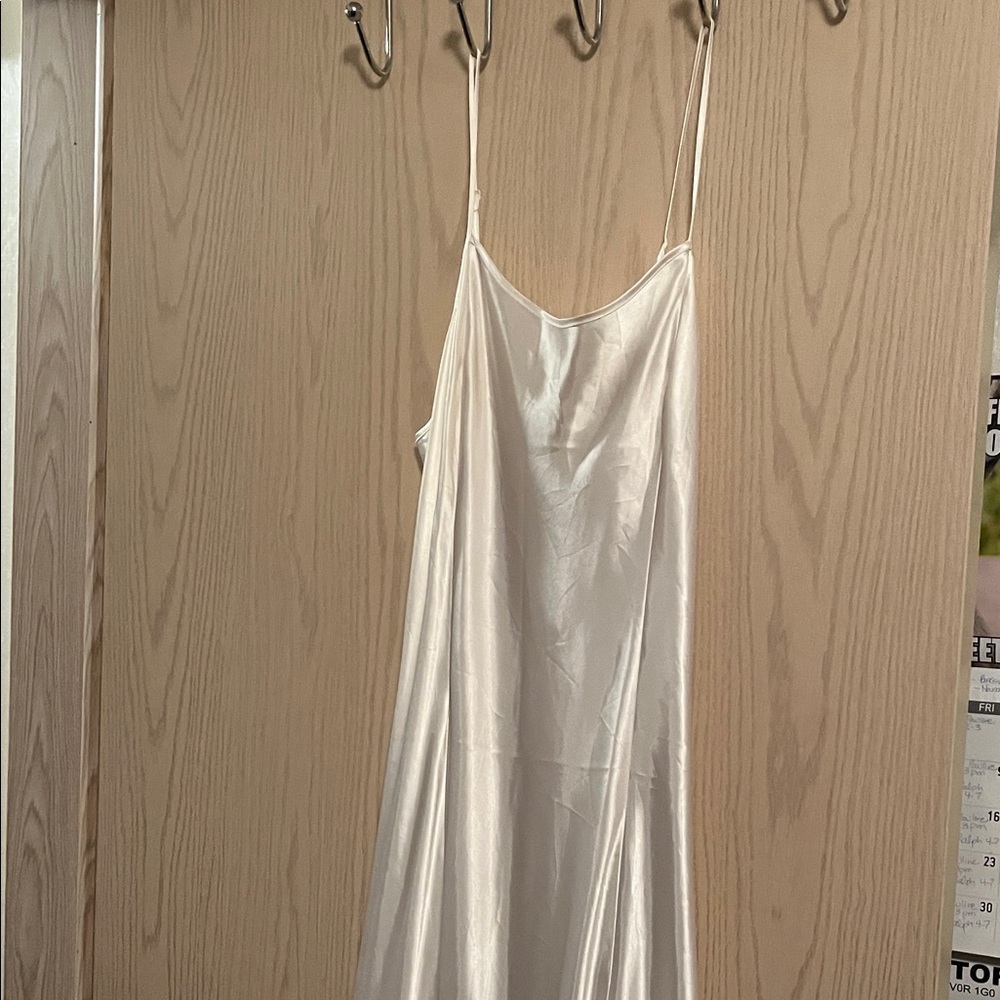La Vie En Rose Cream Satin Looking Chemise With Ruffles On Bottom